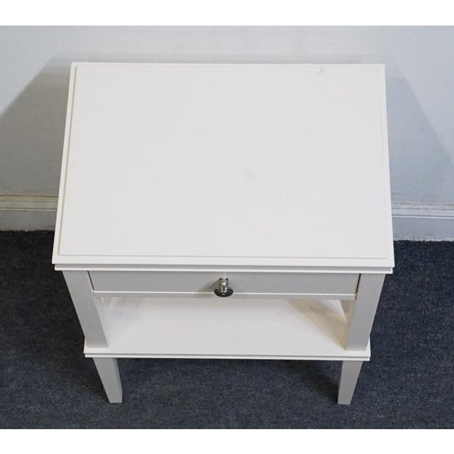 White Pottery Barn Clara Lattice Collection Contemporary Modern 21" Nightstand in Sky White Finish For Sale - Image 8 of 13