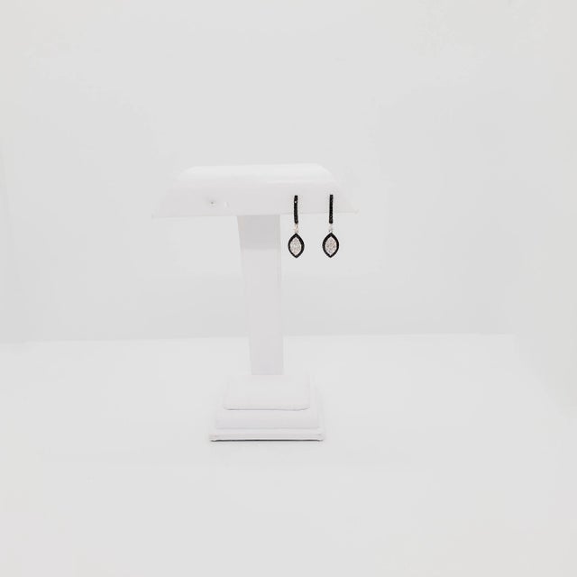 Estate White and Black Diamond Pave Dangle Earrings in 14k White Gold - A Pair For Sale - Image 4 of 7