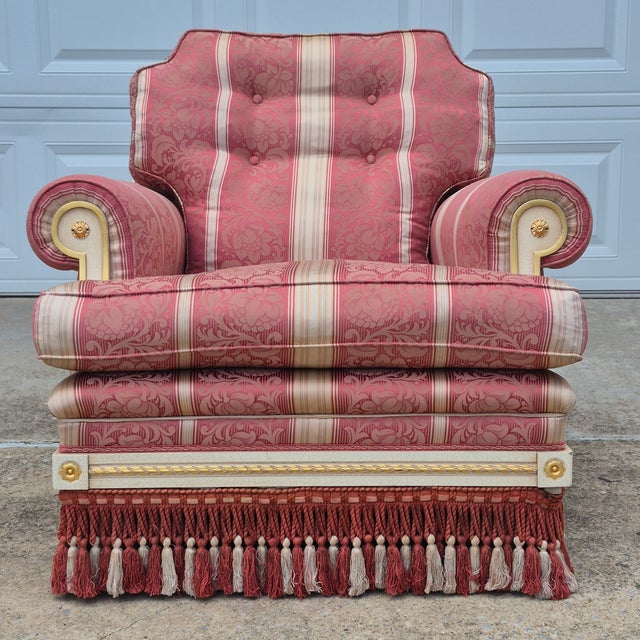 Red 1990s Meroni Francesco Attr. Italian Neoclassical Style Arm Chair For Sale - Image 8 of 17