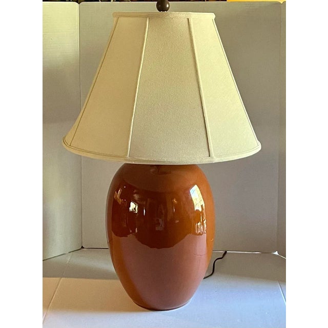Vintage Burnt Orange Ceramic Jar Lamp Chairish