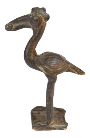 Vintage African Curious Crowned Bird With Nut
