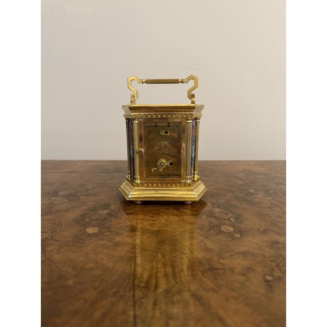 Vintage French Brass Carriage Clock, 1920 For Sale - Image 3 of 7