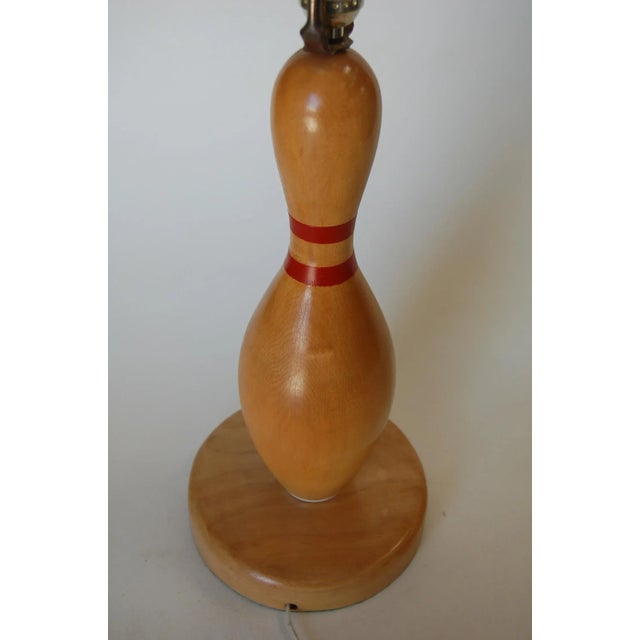 Wood DIX Tournament Select Real Bowling Pin Table Lamp For Sale - Image 4 of 6