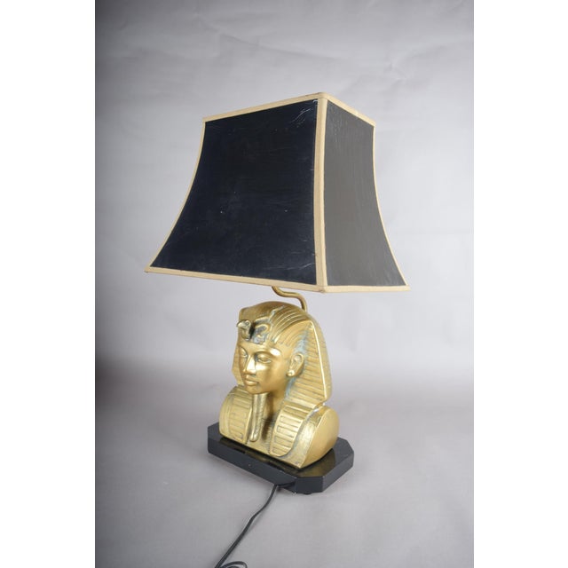 Vintage Egyptian Revival Brass Pharaoh Table Lamp, 1970s For Sale - Image 4 of 12