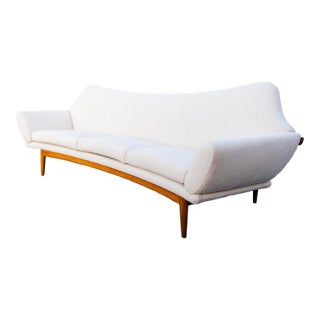 1960s Restored Johannes Andersen Three Seater Curved Sofa by Trensums For Sale