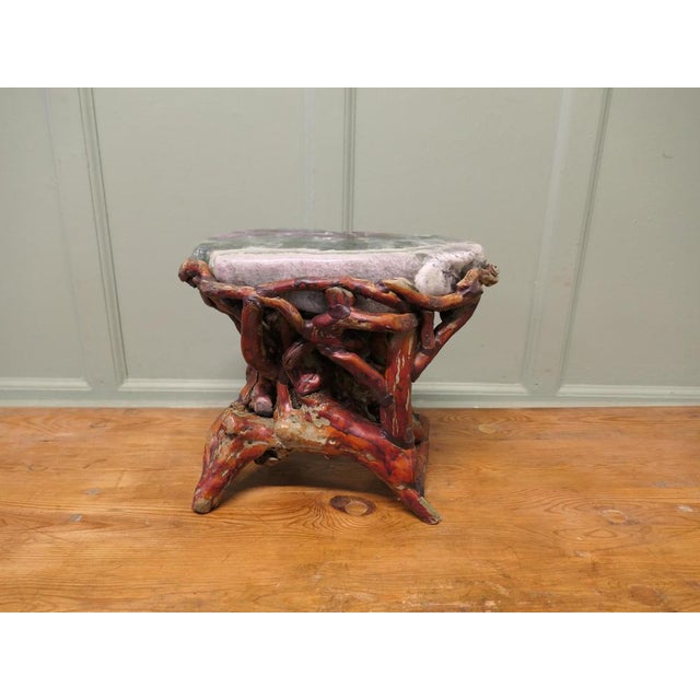 Agate Slab Set on Carved Root Stand, 1900 For Sale - Image 3 of 8