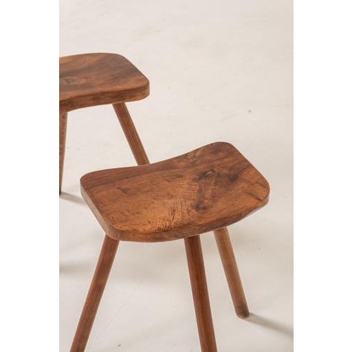1950s Mid-Century French Tripod Side Stools, 1950s, Set of 2 For Sale - Image 5 of 8