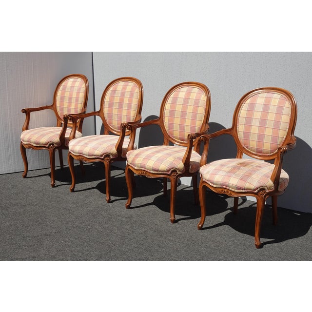 Pair of Vintage Karges French Style Plaid Side Chairs For Sale - Image 10 of 11