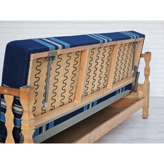 Blue Danish Sleeping Foldable Sofa in Oak, 1970s For Sale - Image 8 of 18