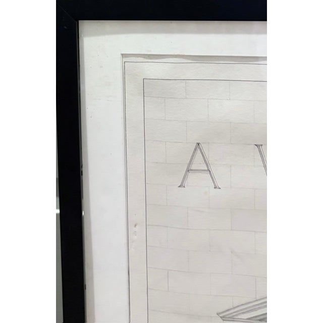 Early Pair of Framed Architectural Drawings of Neoclassical Architecture - Door and Window For Sale In New York - Image 6 of 8