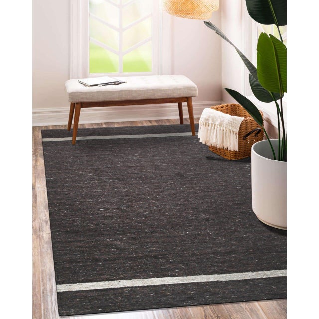 Indian 9x12 Violet Artistic Brown Kilim Open Field Modern Flatweave Wool Carpet Rug For Sale - Image 3 of 9