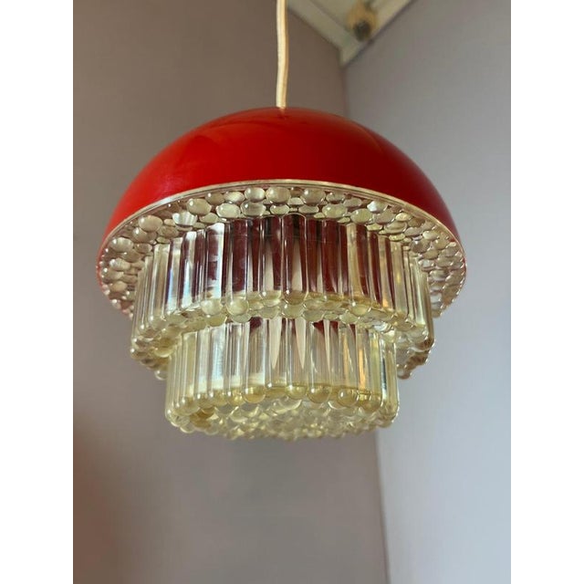 Red Plastic Hanging Lamp For Sale - Image 3 of 11