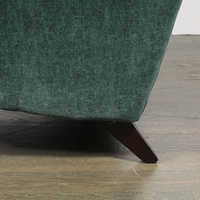 Pair of Mid-Century Curvilinear Green Mohair Lounge Chairs W/ Ebonized Supports For Sale - Image 14 of 15