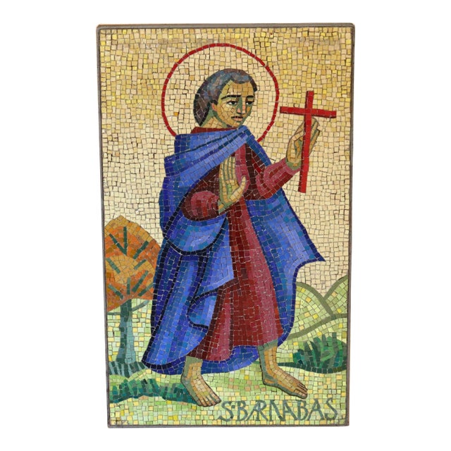 Mosaic Tile Portrait of Saint Barnabus, Circa 1930 For Sale