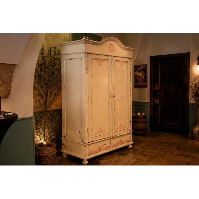 Vintage Farmhouse Wardrobe in Hand-Painted Pine, 1920 For Sale - Image 12 of 12