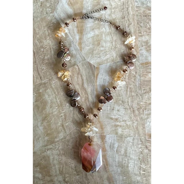 Vintage Boho Multi-Gemstone Necklace With Pendant For Sale - Image 12 of 12