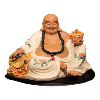 Chinese Qing Porcelain Buddhist Statue For Sale