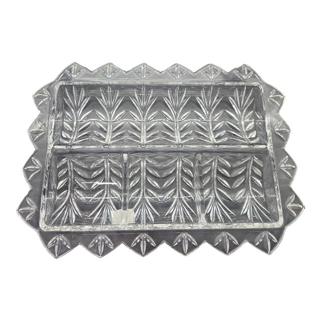 Fifth Avenue Crystal Portico 12" X 8.75" Relish Tray Nos 24% Lead Crystal For Sale