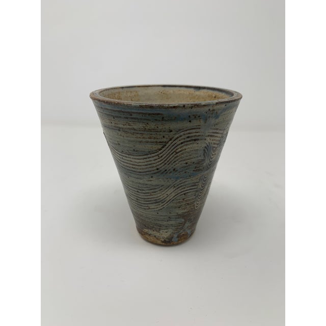 1960s Blue and Brown Detailed Vase For Sale - Image 4 of 11