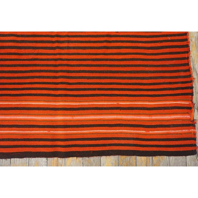 Red 1920s Red Background Stripe Black and Ivory Desing Antique Navajo Rio Grande Rug For Sale - Image 8 of 17