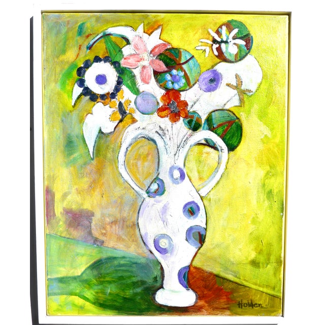 Wood Martha Holden -“ Flowers in a Vase”, Framed Oil Painting For Sale - Image 7 of 8