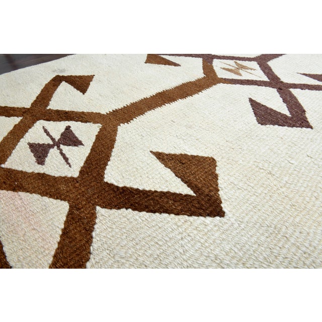 1970s 1970s Vintage Turkish Handmade Wool Cotton Beige Runner Rug For Sale - Image 5 of 11