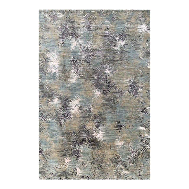 Handwoven Modern Abstract Area Rug 6x9 For Sale