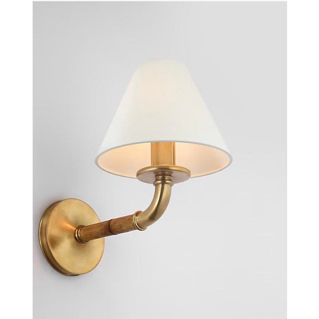 Waxed bamboo and brass ‘Dalfern’ sconce design by Ralph Lauren for Visual Comfort 12”h x 8.25”w x 12.5” extension from...