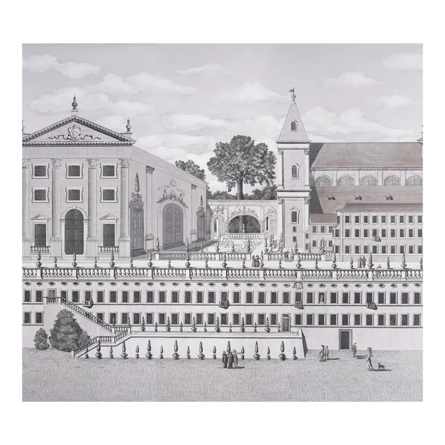 Sample - Schumacher x Johnson Hartig Piazza Firenze Panel Set in Grisaille For Sale