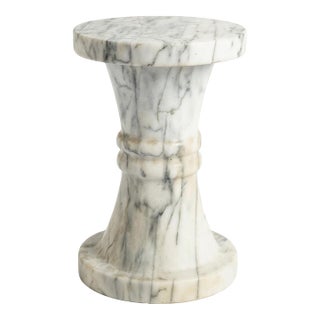 20th Century Italian Antique White Marble Garden Stool For Sale