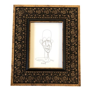 Original Contemporary Giacometti Style Ink Drawing by Cody Orrell Frame For Sale