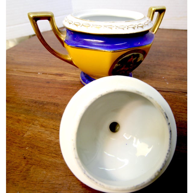 Czech Palt Gilt Porcelain Classical Scene Covered 1930s Sugar Bowl For Sale - Image 10 of 17