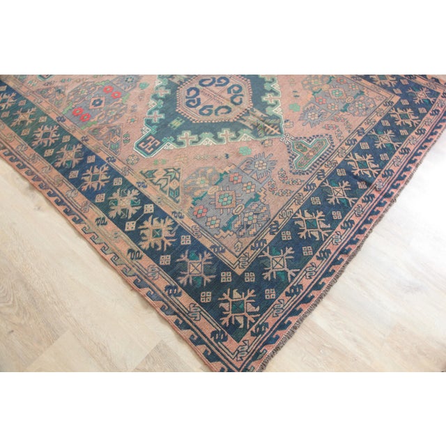 Green Hand Woven Embroidery Vintage Floor Kilim -11' 6'' X 6' For Sale - Image 8 of 12