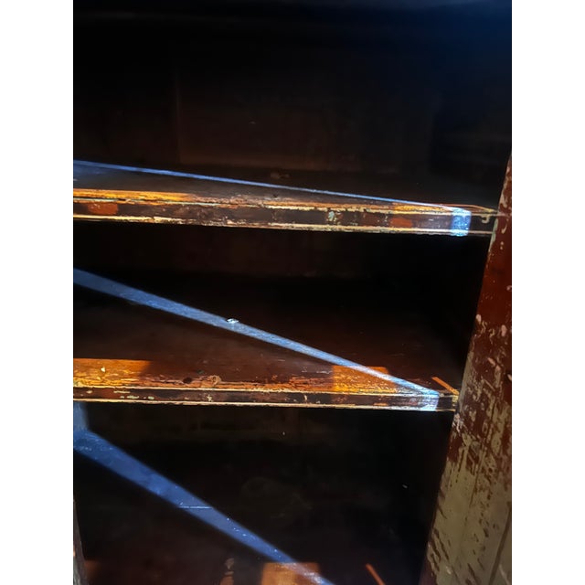 Antique Farmhouse Wood-Painted Turquoise Cabinet For Sale - Image 12 of 16