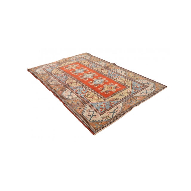 Vintage handknotted decorative wool rug from Milas region of Turkey. Approximately 20-30 years old. In very good...