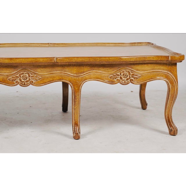 The Rothschild Collection Late 20th Century Judson Rothschild Italian Rococo Louis XV Style Coffee Table | Distressed Walnut Finish For Sale - Image 4 of 9