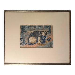 Utamaro Japanese Woodblock Print Ukiyo-E Erotic Art Ca. 1800 Authentic For Sale