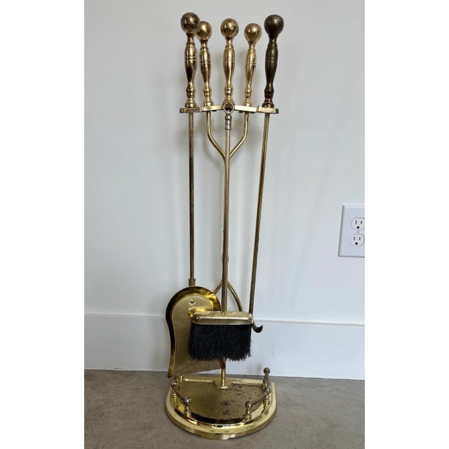 Metal Vintage Neoclassical Metal Fire Tools-5 Piece Set For Sale - Image 7 of 8