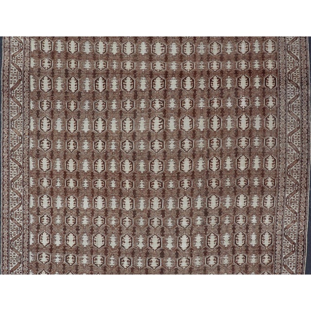 Tribal Antique Turkish Rug With Organic Motifs in Brown, Taupe, and Earth Tone Colors 10'6 X 14'8 For Sale - Image 3 of 12