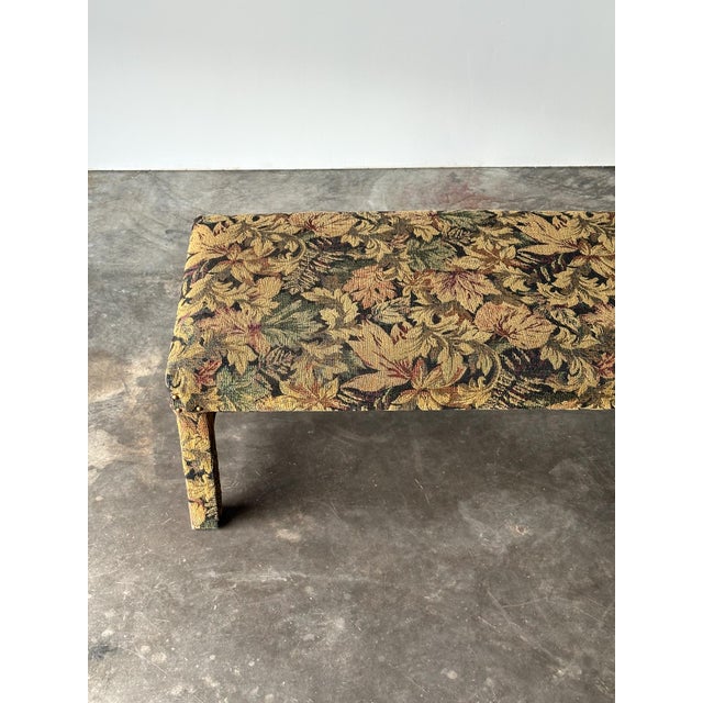 Fully-Upholstered Jacquard Tapestry Parsons Bench, 1980s For Sale - Image 4 of 16