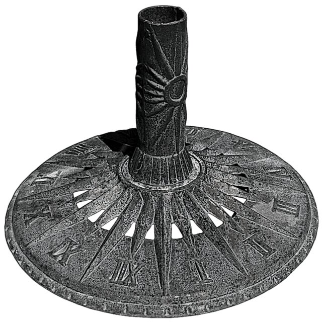 1960s Vintage Sundial Inspired Victorian Art Nouveau Style Cast Iron Patio Umbrella Stand For Sale - Image 4 of 8