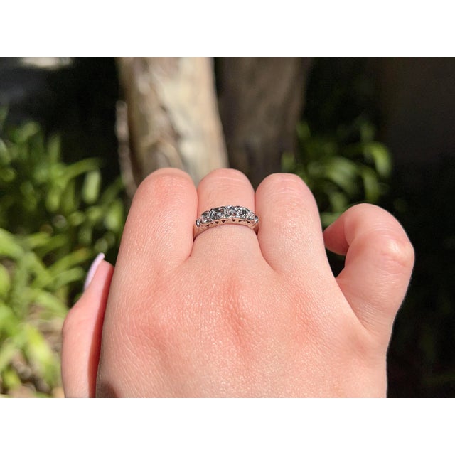 Metal Mid 20th Century Vintage White Gold Single Cut Diamond Ring, Size 6.5, 10k For Sale - Image 7 of 8