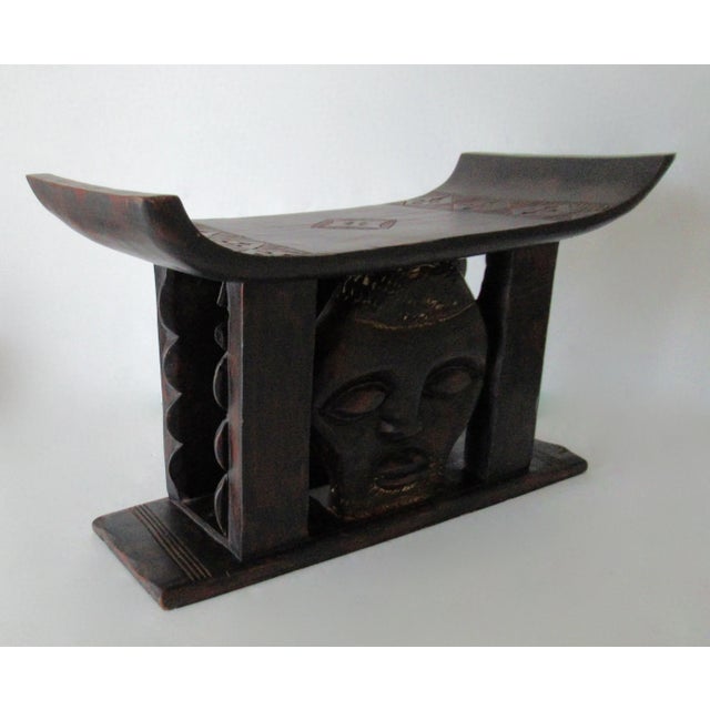 Vintage Wood-Carved African Ashanti Bench, Stool For Sale - Image 9 of 18