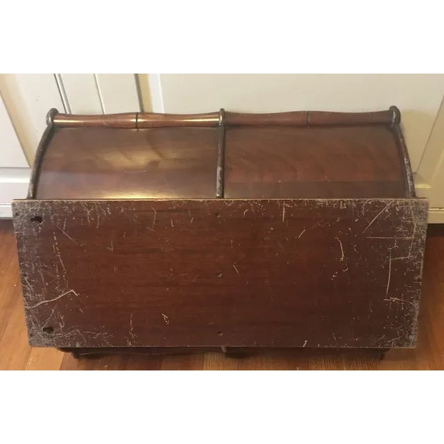 Very large antique 19th century English Regency style mahogany cheese coaster or table centerpiece. Sleigh form with...