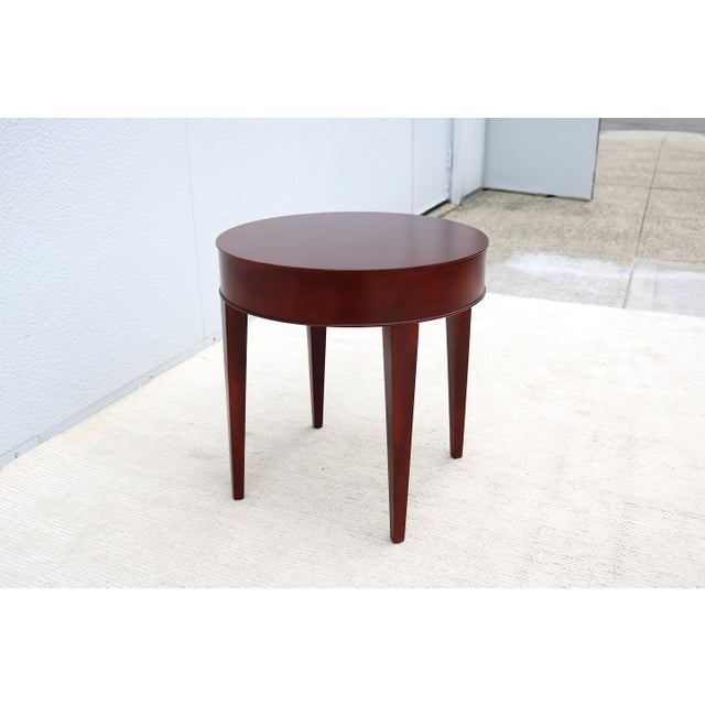 Brown Contemporary Bernhardt Design Etage 21" Round Maple Wood Occasional Side Table For Sale - Image 8 of 12