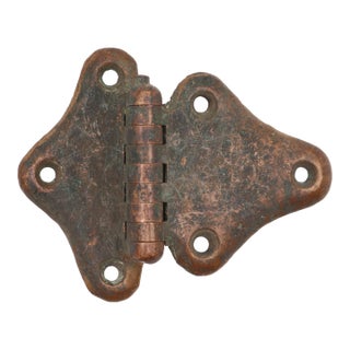 Antique Butterfly Copper Bronze Offset Ice Box Hinge For Sale