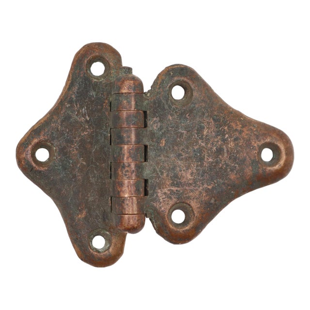 Antique Butterfly Copper Bronze Offset Ice Box Hinge For Sale