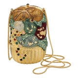 1993 Judith Leiber Fruit Vegetable Basket Farm Fresh Fall Crystal Minaudiere Shoulder Clutch Evening Bag Gemstones For Sale