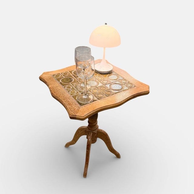 Danish oak side table with ceramic tile top | denmark, 1970s side table executed in oak by a danish cabinetmaker and...