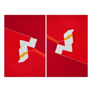 Pablo Palazuelo, Abstractions in Red, 1974, Lithographs in Color, Set of 2 For Sale
